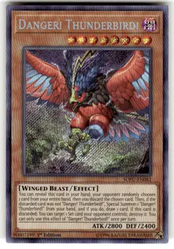 Yugioh Danger! Thunderbird! SOFU-EN082 Secret Rare 1st Ed NM - Image 1