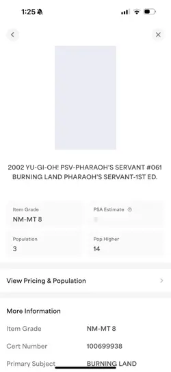 PSA 8 2002 YU-GI-OH! PSV-PHARAOH'S SERVANT #061 BURNING LAND 1ST EDITION - Image 3