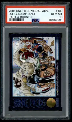 One Piece Japanese Visual Adventure 4 139 Luffy Nami Sanji 2001 PSA 10 80169891 - Image 1