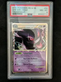 2010 Pokemon HGSS Triumphant Gengar Prime #94 Ultra Rare Holo PSA 8 Mint Low Pop - Image 1