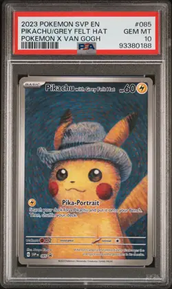 2023 POKEMON SVP EN-SV BLACK STAR PROMO #085 PIKACHU WITH GREY FELT HAT PSA 10 - Image 1