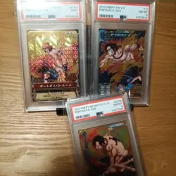 PSA 8 9 One Piece Carddass Ace Trading Card Secret Japanese Set of 3 From Japan - Image 1