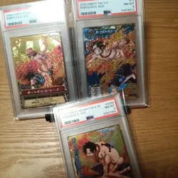 PSA 8 9 One Piece Carddass Ace Trading Card Secret Japanese Set of 3 From Japan - Image 2