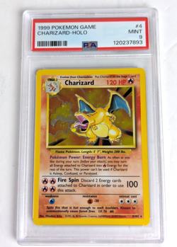 PSA 9 Charizard #4 Holo Rare Base Set Unlimited Pokemon 1999 MINT - Image 1