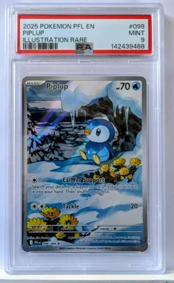 POKEMON PHANTASMAL FLAMES PIPLUP ILLUSTRATION RARE 098/094 - PSA 9 MINT - Image 1