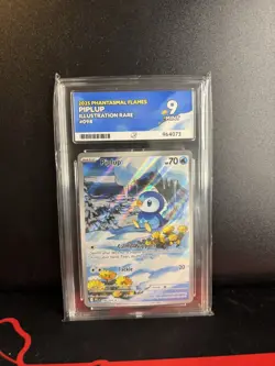 Piplup Ace Grading 9 Illustration Rare Foil 098/094 2025 Phantasmal Flames - Image 1
