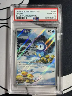 2025 Pokemon Phantasmal Flames Piplup Illustration Rare 098/094 PSA 10 - Image 1