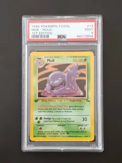 Pokemon Muk 1st Edition TCG Fossil Holo Rare Card 13/62 PSA 9 Mint WOTC 1999 #13 - Image 1