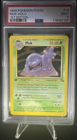 Pokemon PSA 9 1st Edition Muk 13/62 Fossil Holo - Image 1