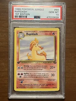 1999 POKEMON JUNGLE 1ST EDITION 44/64 RAPIDASH PSA 10 - Image 1