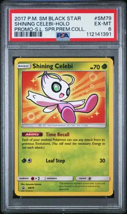 2017 POKEMON SM BLACK STAR PROMO SHINING CELEBI #SM79 PSA 6 EX #112141391 - Image 1