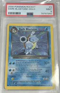 2000 Pokemon Team Rocket Dark Blastoise Holo Rare 3/82 PSA 9 MINT Graded - Image 1