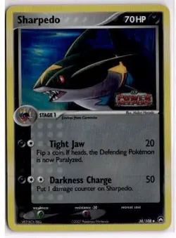 Sharpedo 38/108 Pokemon EX Power Keepers Reverse Holo STAMPED NM - Image 1