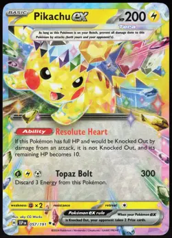 Pikachu ex 057/191 Surging Sparks Double Rare Works Near Mint - Image 2