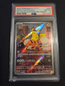 PSA 8 NM-MT Chinese Detective Pikachu 050/S-P Full Art Pre Order Promo Pokemon - Image 1