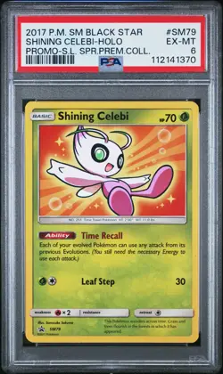 2017 POKEMON SM BLACK STAR PROMO SHINING CELEBI #SM79 PSA 6 EX #112141370 - Image 1