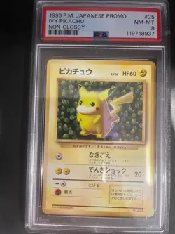 PSA 8 1996 Pokemon Japanese Non Glossy Ivy Pikachu Glossy 25 KEIJI Kinebuchi JPN - Image 1