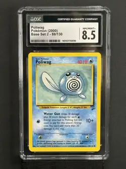 Gem Mint 8.5 CGC -Pokemon - Poliwag - 88/130 - Base Set 2 PSA - Image 1