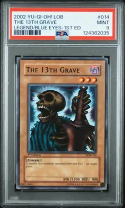 2002 YU-GI-OH! LEGEND OF BLUE EYES WHITE DRAGON 1ST EDITION THE 13TH GRAVE PSA 9 - Image 1