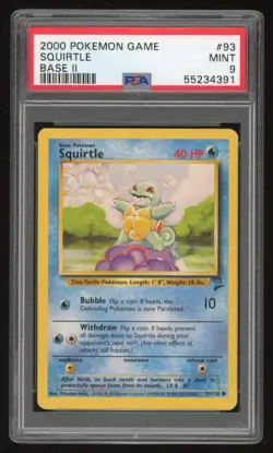 2000 Pokemon Base Set 2 Squirtle #93 PSA 9 - Image 1