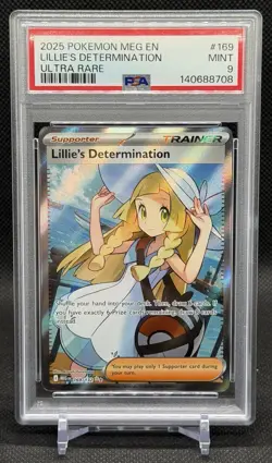 PSA 9 Lillie's Determination 169/132 ME01 Mega Evolution Ultra Rare Holo EN - Image 1