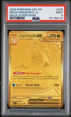 2026 Mega Dragonite Ex 295/217 GOLD HYPER RARE POKEMON ASCENDED HEROES PSA 9 - Image 1