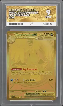 Pokemon ACE 9 Mega Dragonite ex Gold 295/217 Ascended Heroes Mint - Image 1
