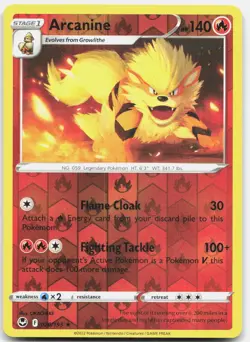 Arcanine 020/195 Rare Silver Tempest Pokemon Reverse Holo Near Mint - Image 1