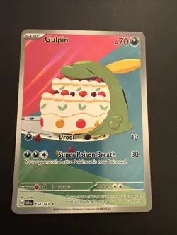 Pokemon Stellar Crown Gulpin 154/142 Illustration Rare Full Art Holo Near Mint - Image 1