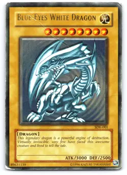 Yugioh ERROR FOIL SHIFT Blue-Eyes White Dragon SDK-001 Ultra Rare Misprint - Image 1