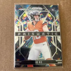 2024 Panini Prizm Prizmatic Green Prizm #11 Denver Broncos Bo Nix Rookie Card - Image 1