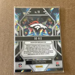 2024 Panini Prizm Prizmatic Green Prizm #11 Denver Broncos Bo Nix Rookie Card - Image 2