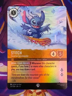 STITCH Carefree Snowboarder 207/204 EPIC Disney Lorcana Winterspell Card - Image 1