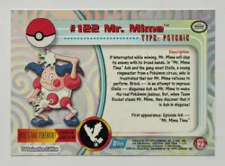 MR. MIME #122 - 2000 Topps Pokemon Card - Blue Logo - Image 5
