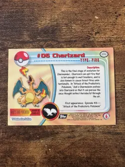 Charizard #06 TV Animation Edition 1999 English Regular Fire Card - Topps - Image 5