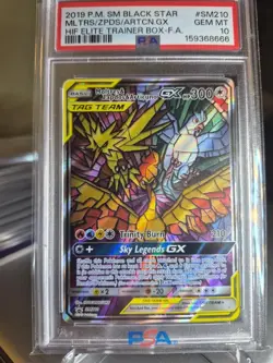 2021 Pokemon Sun Moon BLACK STAR PROMO FULL ART Moltres Zapdos Articuno PSA 10 - Image 1