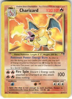 Charizard (WotC Legendary Collection) 3/110 Rare Deck Exclusives Pokemon Damaged - Image 1