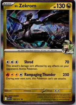 N's Zekrom 155/217 Rare Ascended Heroes Pokemon Holo Near Mint - Image 1