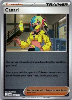 Canari 185/217 Uncommon Ascended Heroes Pokemon Reverse Holo Near Mint - Image 1