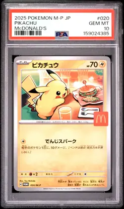 2025 POKEMON JAPANESE M-P PROMO MCDONALD'S #020 PIKACHU PSA 10 - Image 1