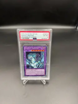 2014 1ST ED. YUGIOH - Amulet Dragon Secret rare DRLG-en003 1st PSA 6 - Image 1