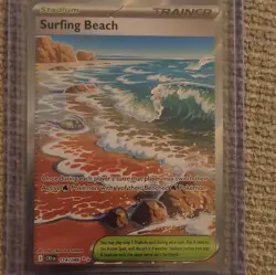 The Pokemon Company Surfing Beach 114/086 Crown Zenith Holo Rare Trainer-Stadium - Image 1