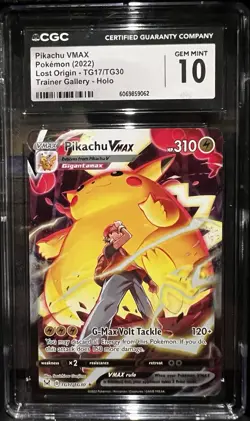 Pikachu VMAX TG17/TG30 CGC 10 Gem Mint Lost Origin Trainer Gallery Holo - Image 1