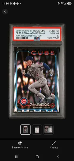 2024 Topps Chrome Pete Crow-Armstrong (RC) Raywave Refractor Psa 10 - Image 1