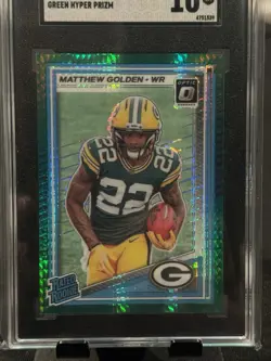 2025 Panini Optic Rated Rookie SGC 10 Matthew Golden #205 Green Hyper Prizm RC - Image 3