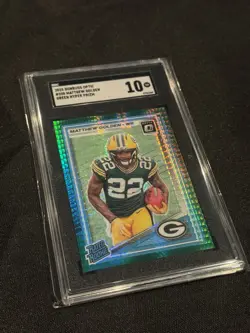 2025 Panini Optic Rated Rookie SGC 10 Matthew Golden #205 Green Hyper Prizm RC - Image 4