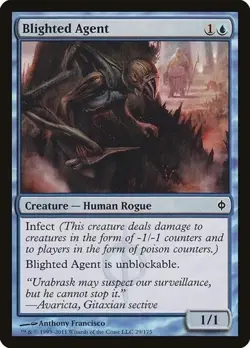 Blighted Agent NM New Phyrexia MTG Magic The Gathering Blue English Card - Image 1