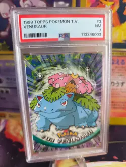 Pokemon Card Venusaur Bisaflor Topps Blue Logo 1999 Vintage English PSA 7 - Image 1