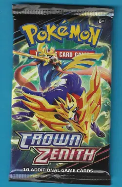 Pokemon "Crown Zenith" 10-Card Sealed Booster Pack (Zacian & Zamazenta) X1 - Image 1