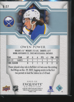 2022-23 Exquisite Collection Owen Power Blue Spectrum /199 Rookie RC #R-27 C409 - Image 2